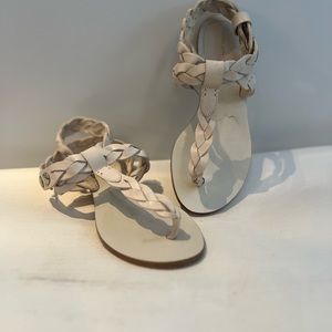 Isabel Marant White Braided Leather Flat Sandal